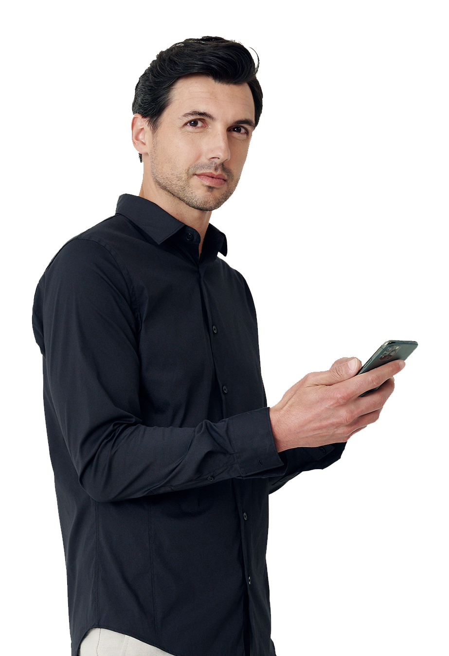 Photo illustrative montrant un homme utilisant l'application mobile "MeDirect"