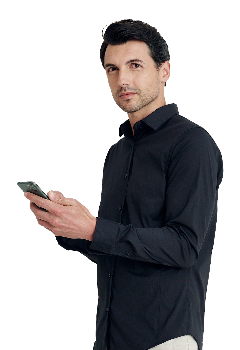 Illustrative photo showing a man holding a mobile phone in her hand.