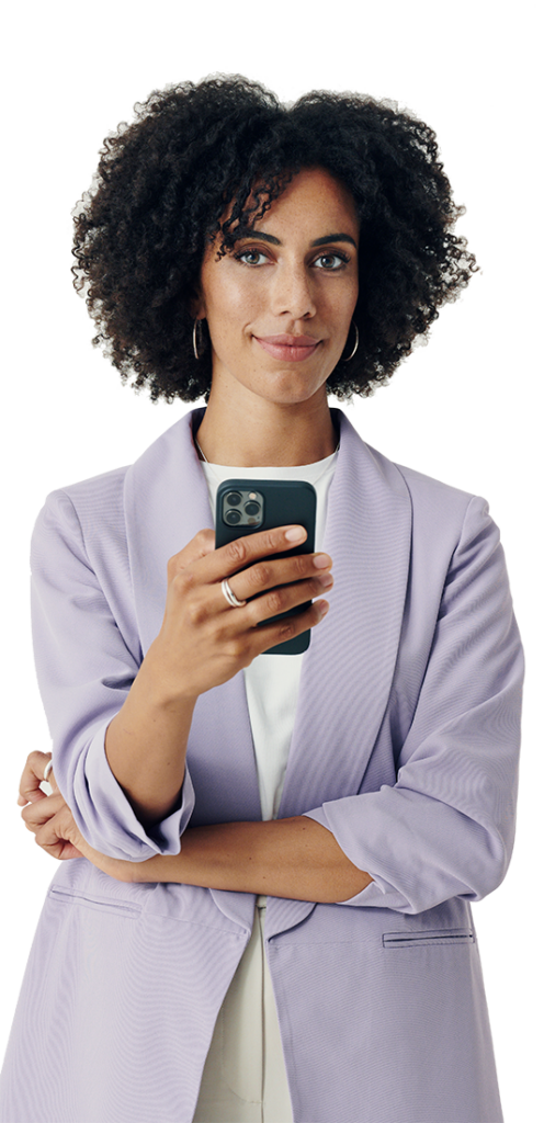 Illustrative photo showing a woman holding a mobile phone in her hand.